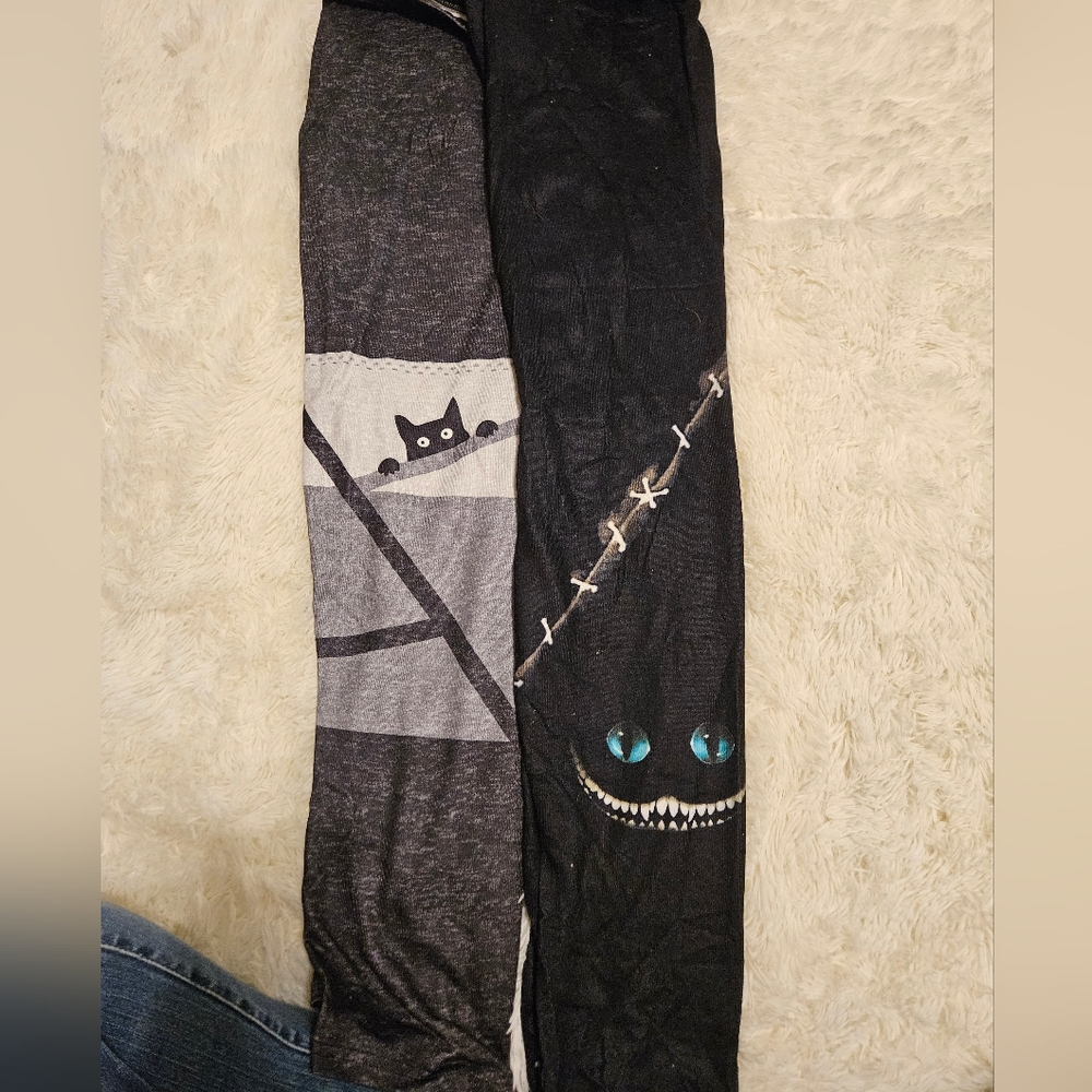 Black and Gray Cat Print Leggings